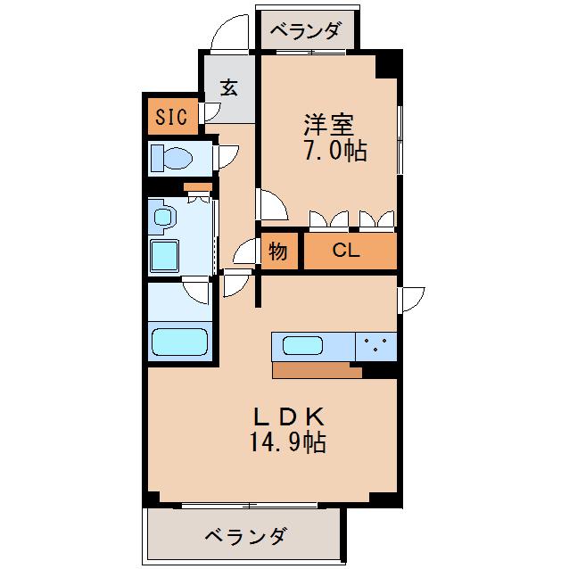 グランマスト白壁二丁目(1LDK/6階)の間取り写真