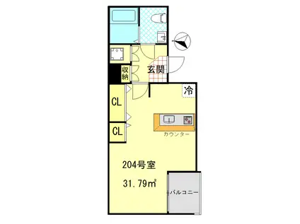 シーエフジオーレ大師駅前(1K/2階)の間取り写真