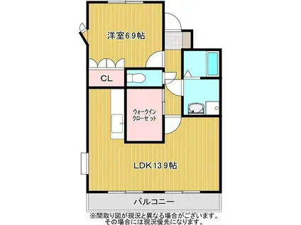 アメニティ(1LDK/2階)の間取り写真