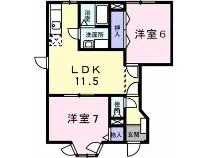 コートド-ルA(2LDK/1階)の間取り写真