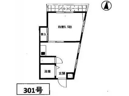 第三通南ビル(1LDK/3階)の間取り写真