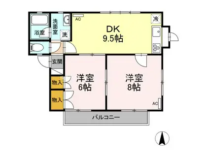 GTハイツ(2LDK/1階)の間取り写真