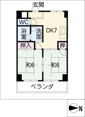 第1アリストマンション(2DK/5階)の間取り写真