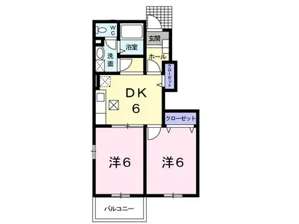 シャン・ド・フルールVIII(2DK/1階)の間取り写真