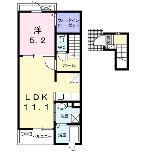 グランシャリオ(1LDK/2階)の間取り写真