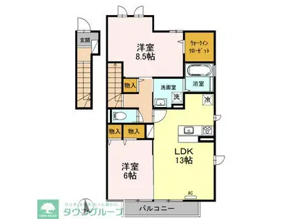 サニーサイド聖蹟II(2LDK/2階)の間取り写真