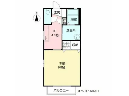 ソレアード・エム (1K/2階)の間取り写真