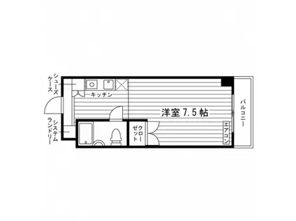 ユニエトワール国分寺(1K/3階)の間取り写真