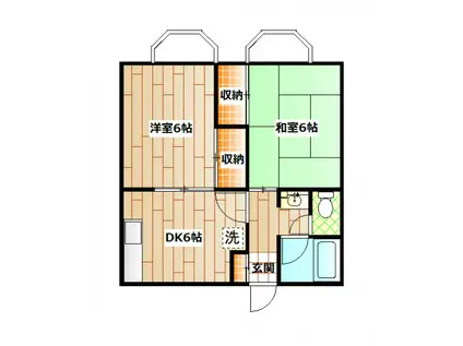 ヴィラ クレモナ(2DK/2階)の間取り写真