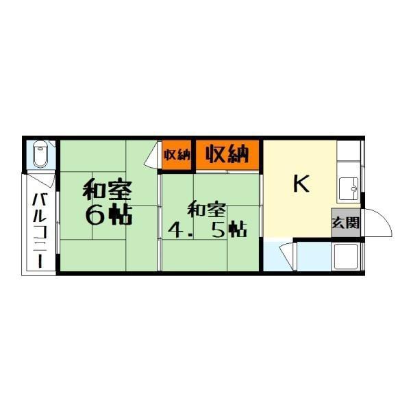 大栄アパート(2K/2階)の間取り写真