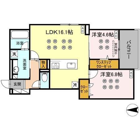CREST COURT(2LDK/3階)の間取り写真