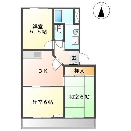 サンシャイン石敷(3K/2階)の間取り写真