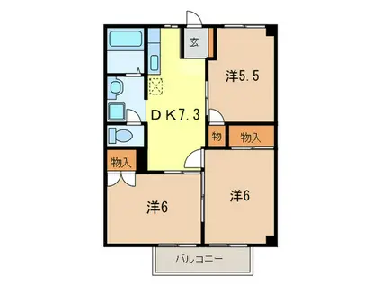 サンハイツ(3DK/2階)の間取り写真