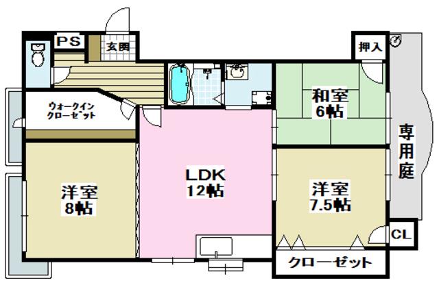 サンシャイン茨木パートII(3LDK/2階)の間取り写真