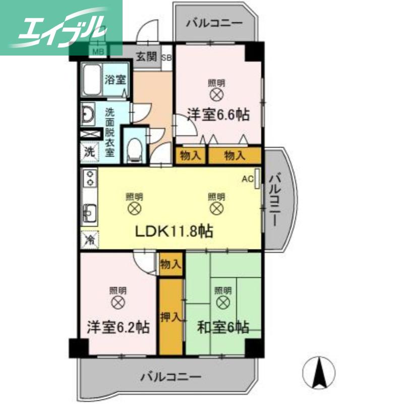 パークサイドHIRATA(3LDK/1階)の間取り写真