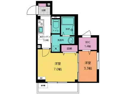 MKヴィラ(1LDK/2階)の間取り写真
