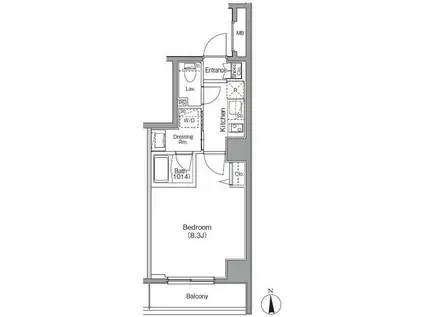 ボアビスタ門前仲町(1K/8階)の間取り写真