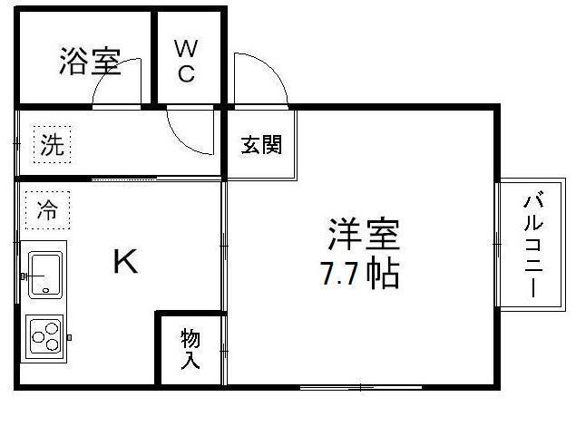 プラザ学園前(1K/1階)の間取り写真