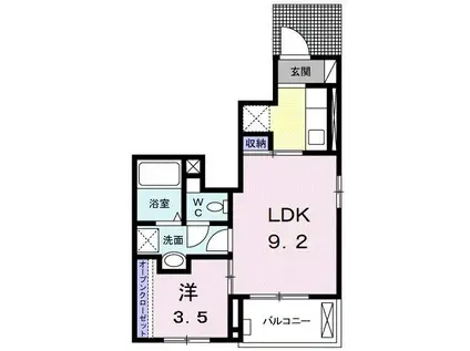 サニーウエル川内(1LDK/1階)の間取り写真