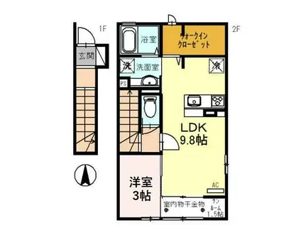 リリアーナ(1LDK/2階)の間取り写真