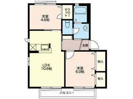 グランドール如意申(2LDK/2階)の間取り写真