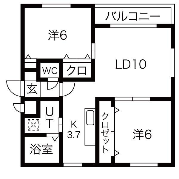 パークハイム(2LDK/1階)の間取り写真