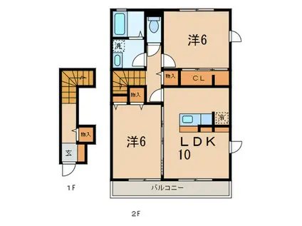 ディアベルジュ湘南参番館(2LDK/2階)の間取り写真