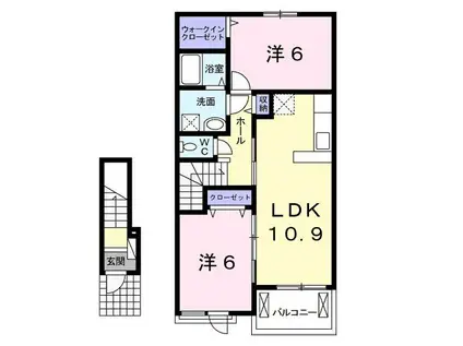 ラコルタII(2LDK/2階)の間取り写真