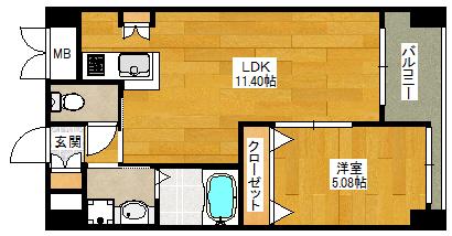 ノルデンハイム江坂(1LDK/6階)の間取り写真