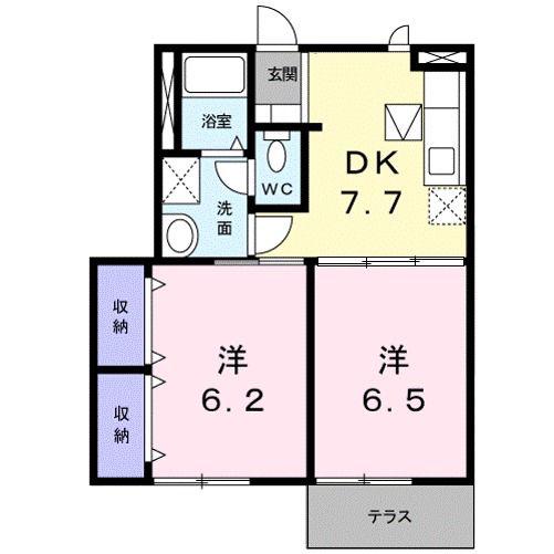 セピアコートホームズII(2DK/1階)の間取り写真