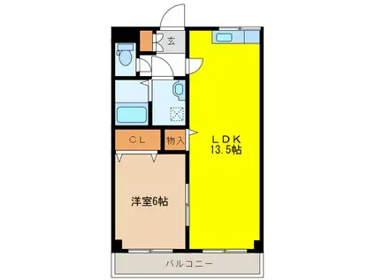 ハイム88E棟(1LDK/4階)の間取り写真