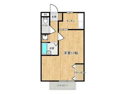 グリーンハイツ(1K/2階)の間取り写真