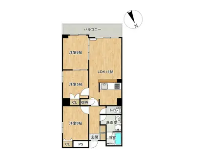 パティオモンテカルロ(2LDK/5階)の間取り写真