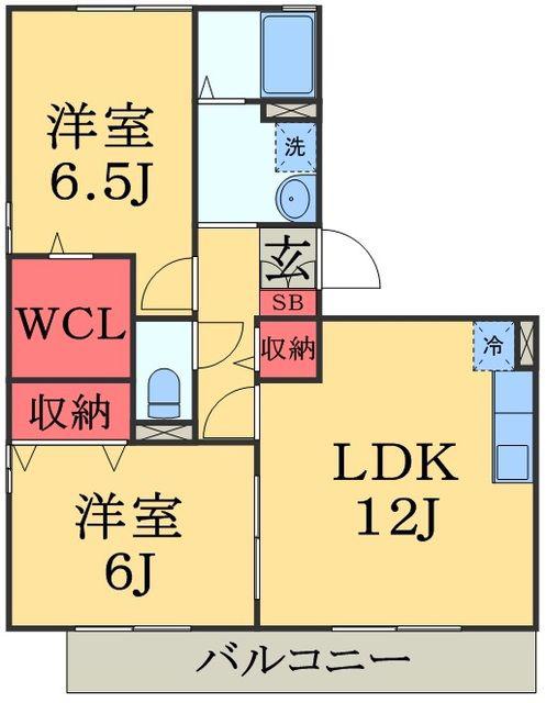 IS若葉A(2LDK/2階)の間取り写真