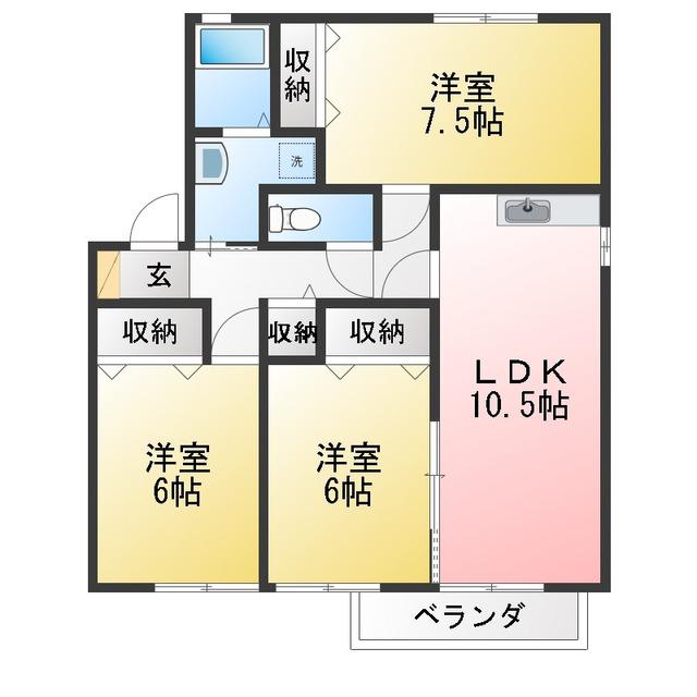 ロイヤルコート(3LDK/1階)の間取り写真