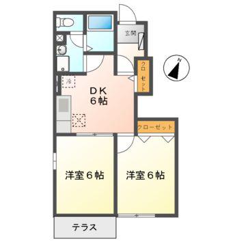メゾン.ド.ノルテ(2DK/1階)の間取り写真