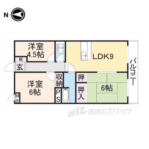 エスポワール(3LDK/1階)の間取り写真