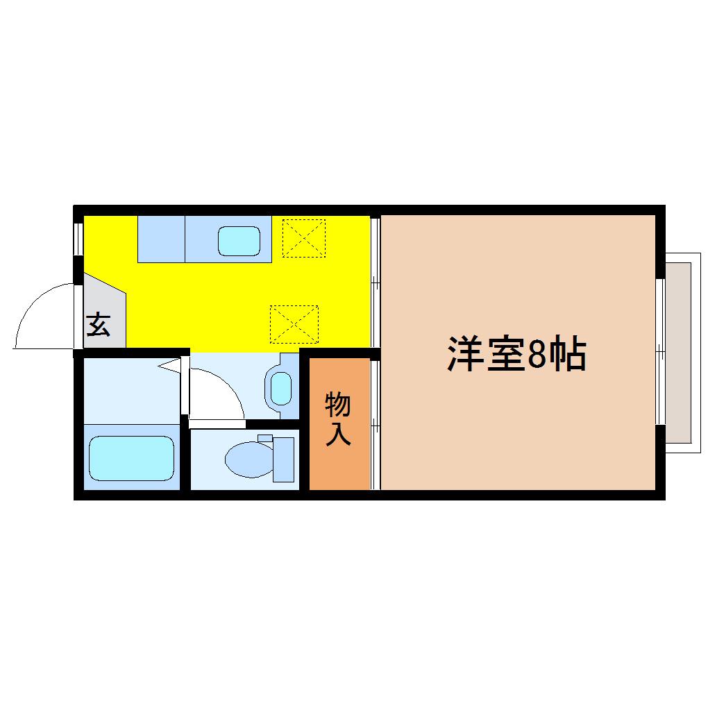 陽光ハイツA棟(1K/1階)の間取り写真