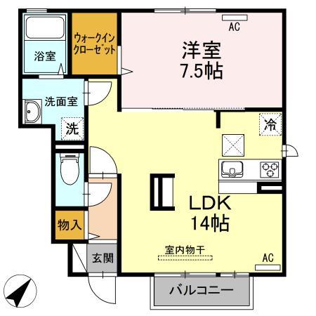 グランシャリオ(1LDK/1階)の間取り写真