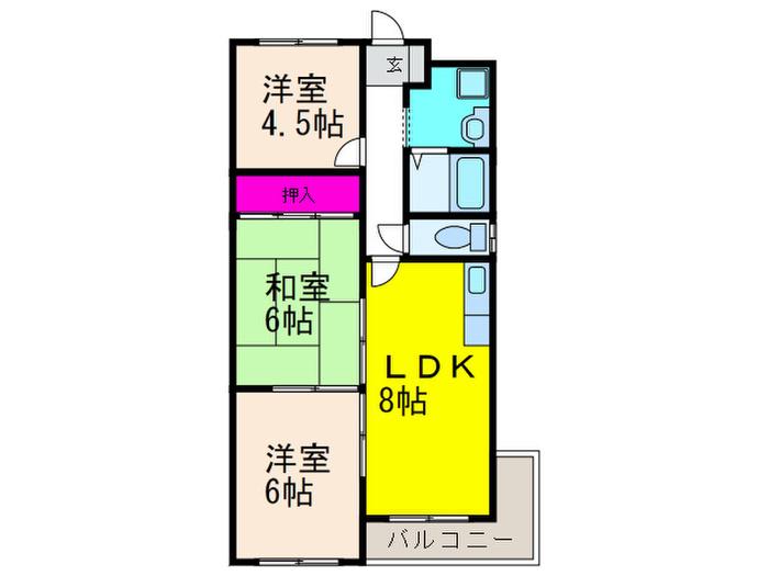 メゾンアムール(3LDK/2階)の間取り写真