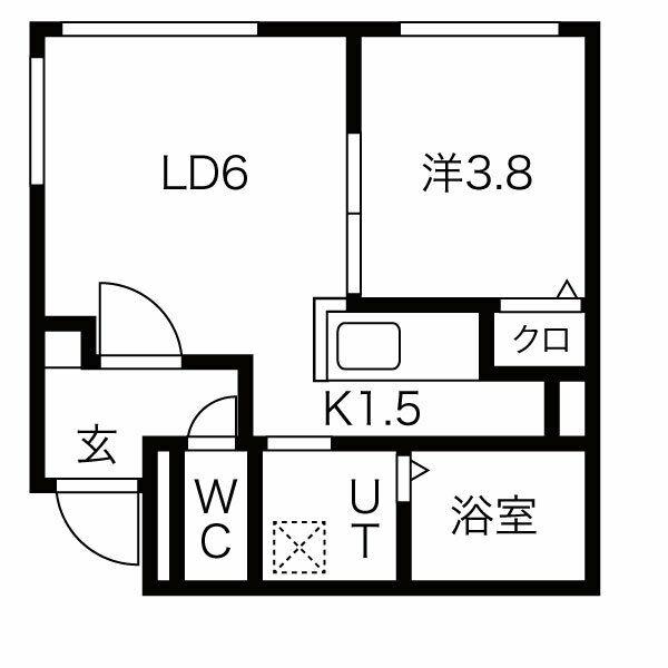 PRIMECOURT北円山(1LDK/2階)の間取り写真