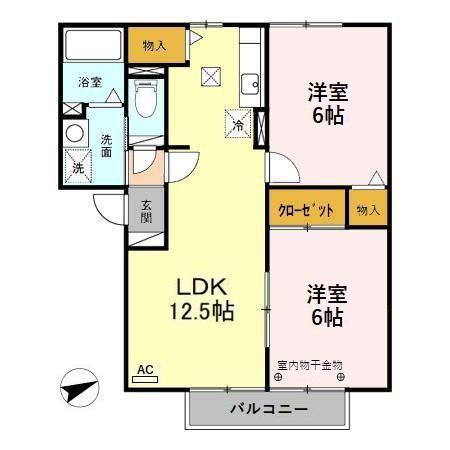 モンテ ボヌール(2LDK/1階)の間取り写真