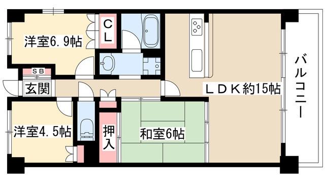 パーク・ホームズ覚王山サウス(3LDK/1階)の間取り写真