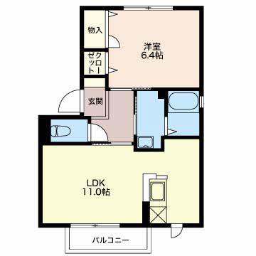 コンフォート A201(1LDK/2階)の間取り写真
