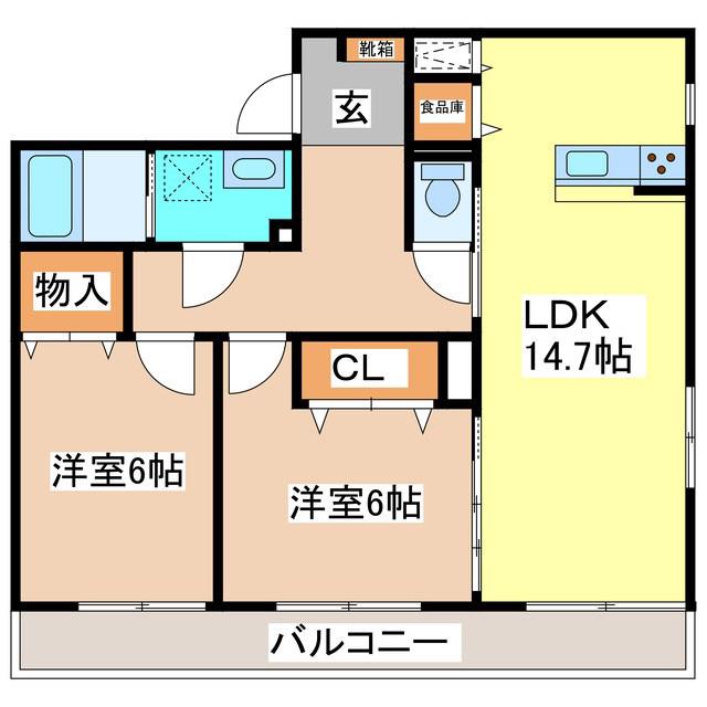 ブレインエプシロン(2LDK/3階)の間取り写真