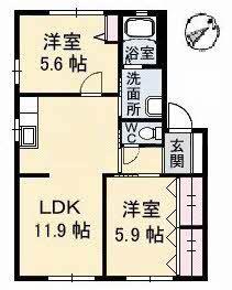 ディアス和田(2LDK/1階)の間取り写真