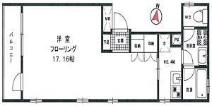VIOLA南麻布(1K/3階)の間取り写真
