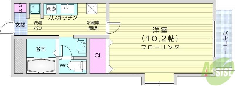 ビューハイツK(1K/3階)の間取り写真