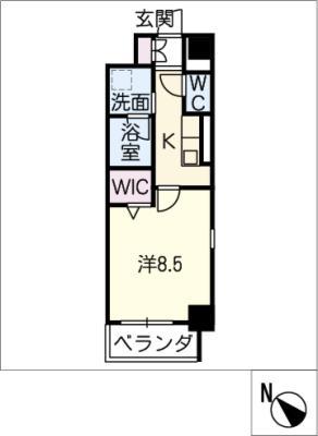 ジュネス四日市(1K/6階)の間取り写真