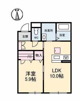 ヴィラ市久(1LDK/1階)の間取り写真
